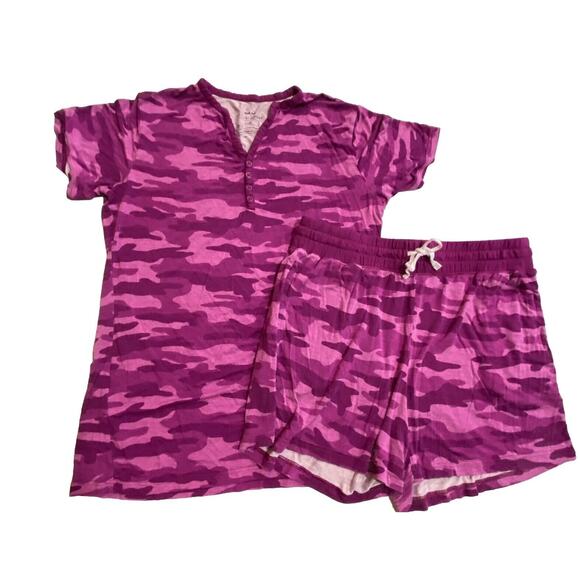 Little Sleepies Womens Pajama Set Top & Shorts Berry Camo Purple Size Small EUC - Picture 2 of 7